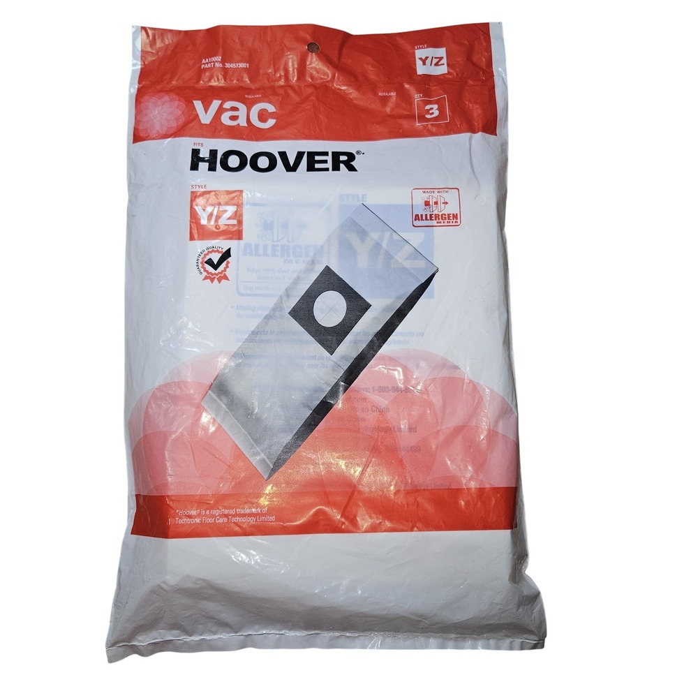 Vac Hoover Y/Z Vacuum Bags Allergen Media WindTunnel Upright Style YZ 3 Pack